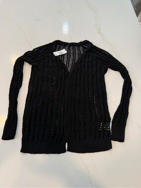 Women's Black Open-Cardigan Sweater #390
